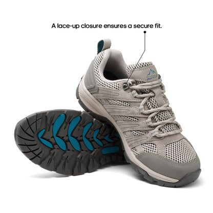 NORTIV 8 Women's Hiking Shoes Lightweight Breathable Mesh Walking Sneakers Outdoor Work Shoes Wander, Light Grey, SNHS222W