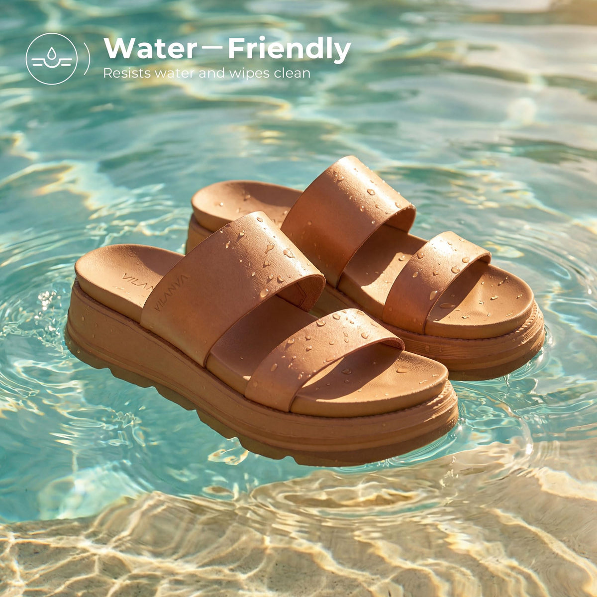 Vilanva Women's Platform Slip on Sandals Lightweight Comfortable Non-Slip Vacation Beach Chunky Slides Open Toe Wedges for 2026 Summer Trendy Outfits