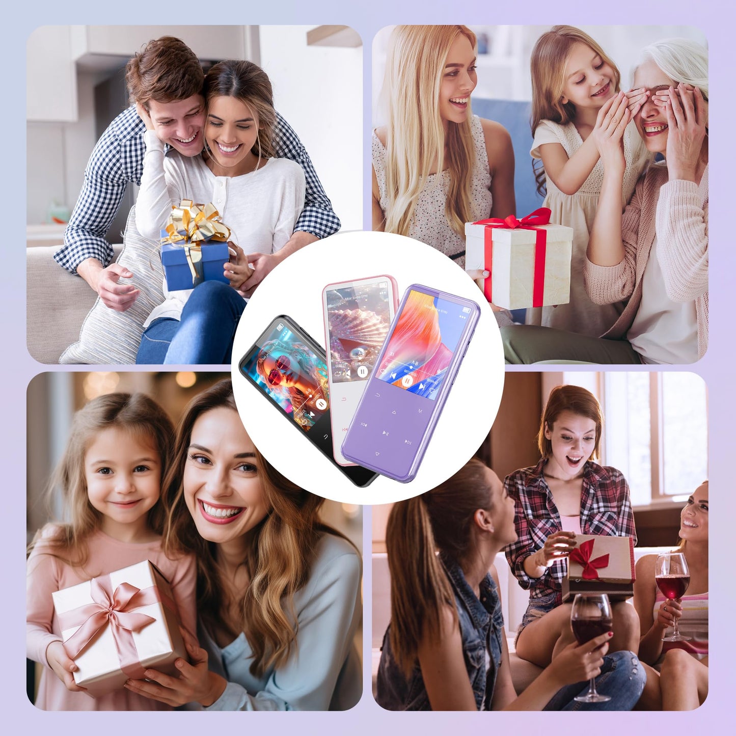 AGPTEK Reproductor MP3 M3 con Bluetooth y Radio FM (64GB / Morado)