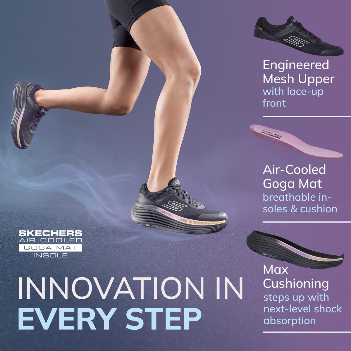 Skechers Women's Max Cushioning Endeavour Canova Sneaker, Black/Pink