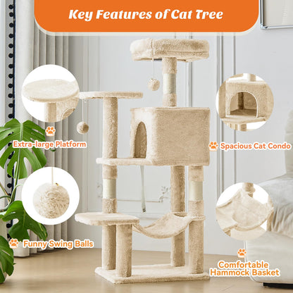 Sweetcrispy Torre de Escalada para Gatos 44" (Beige)