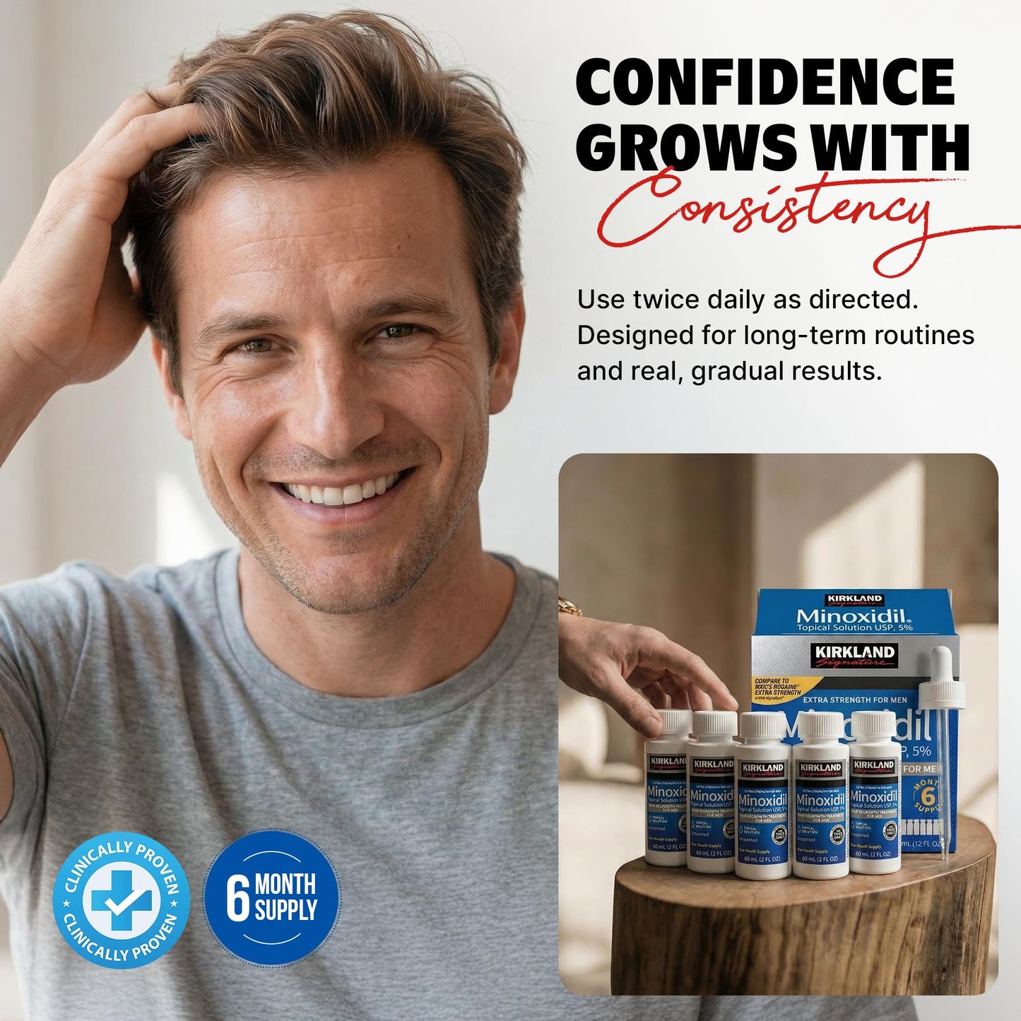 Kirkland Minoxidil Líquido para Hombres (Suministro para 6 Meses)