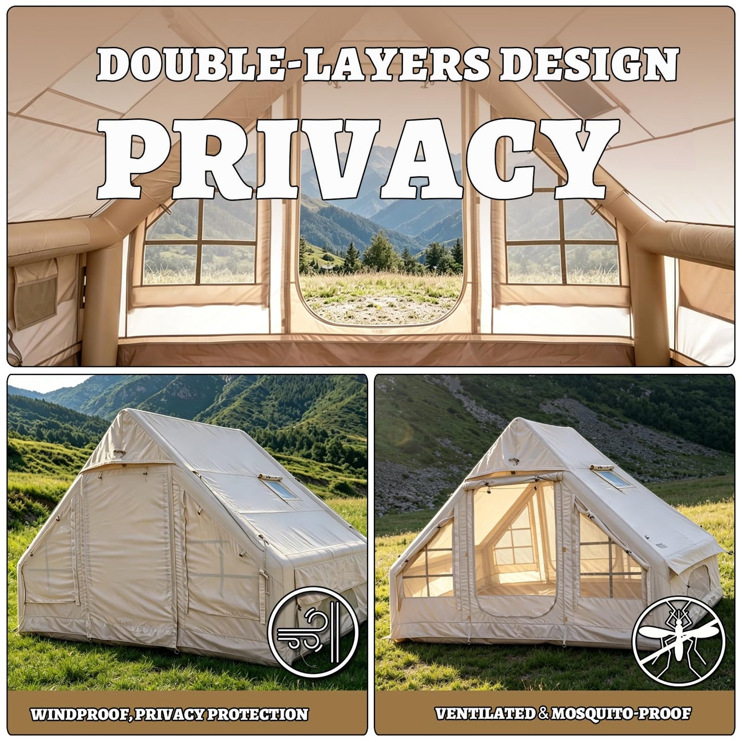 Tienda de Campaña Inflable Glamping (Beige / 9.8 * 6.9ft)