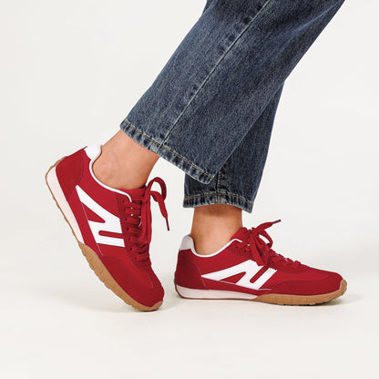 Foiola Womens Sneakers Comfortable Lace up Tennis Shoes Casual Business Walking Shoes Slip on Women's Fashion Sneakers Red