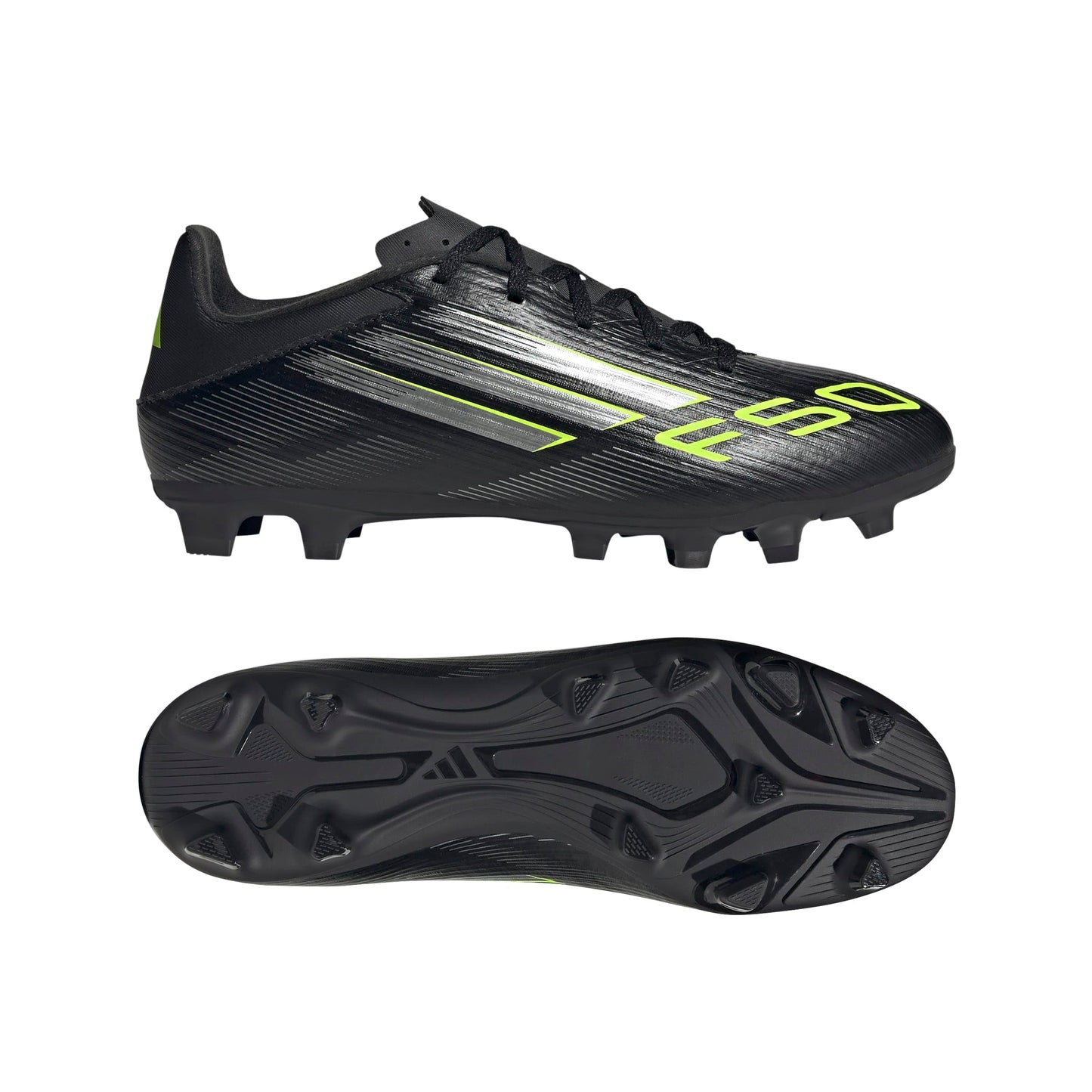 Adidas Unisex-Adult F50 Club Firm Ground/Multi Ground, Black/Iron Metallic/Lucid Lemon