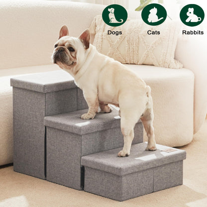 Love's cabin Escaleras para Perros de 3 Escalones (18" / Gris Sólido)