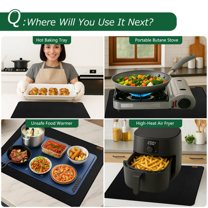 PONGARD Fireproof Stove Top Covers for Electric Stove, Waterproof & Heat Resistant Mat for Glass Top, Stovetop Protector, Anti-Scratch, 30x21 Black