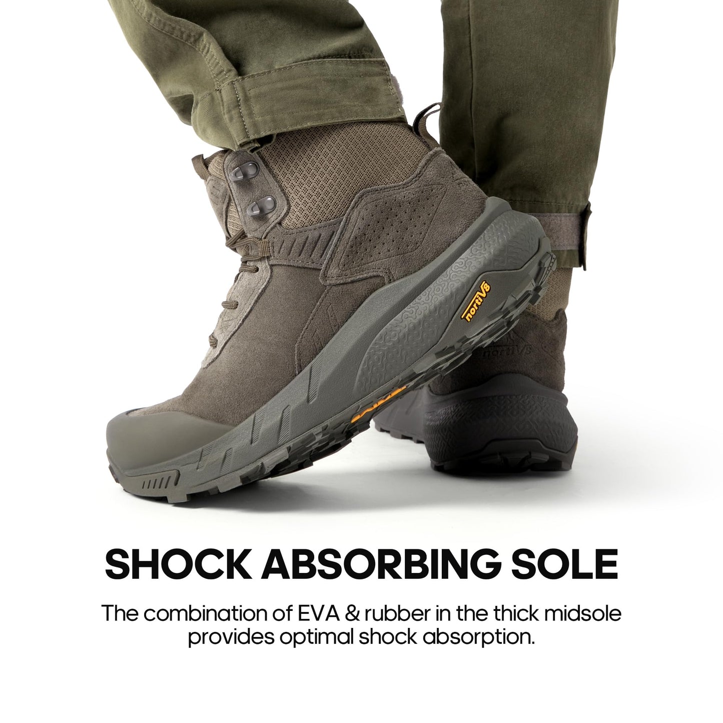 NORTIV 8 Men's Waterproof Military Tactical Work Boots Leather Motorcycle Combat Lightweight Non-Slip Hiking Boots for Men VaporGuard, Coffee, SNMT246M