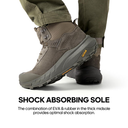 NORTIV 8 Men's Waterproof Military Tactical Work Boots Leather Motorcycle Combat Lightweight Non-Slip Hiking Boots for Men VaporGuard, Coffee, SNMT246M