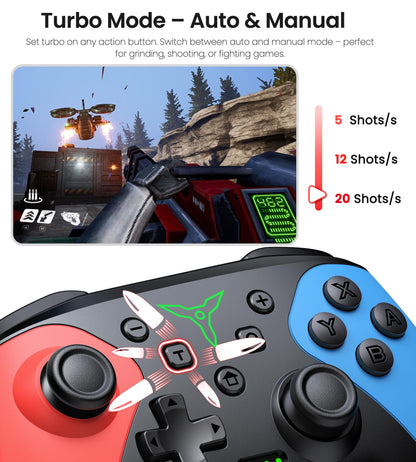 Wireless Switch Controller for Nintendo Switch/Switch 2/Lite/OLED Controller, Switch Controller with a Mouse Touch Feeling on Back Buttons, Extra Switch Pro Controller with Wake-up,Programmable, Turbo Function