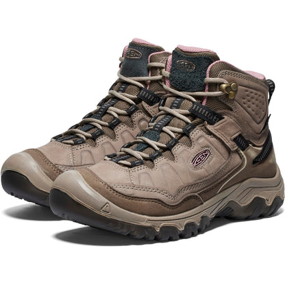 KEEN Women's Targhee 4 Mid Height Durable Comfortable Waterproof Hiking Boots, Brindle/Nostalgia Rose
