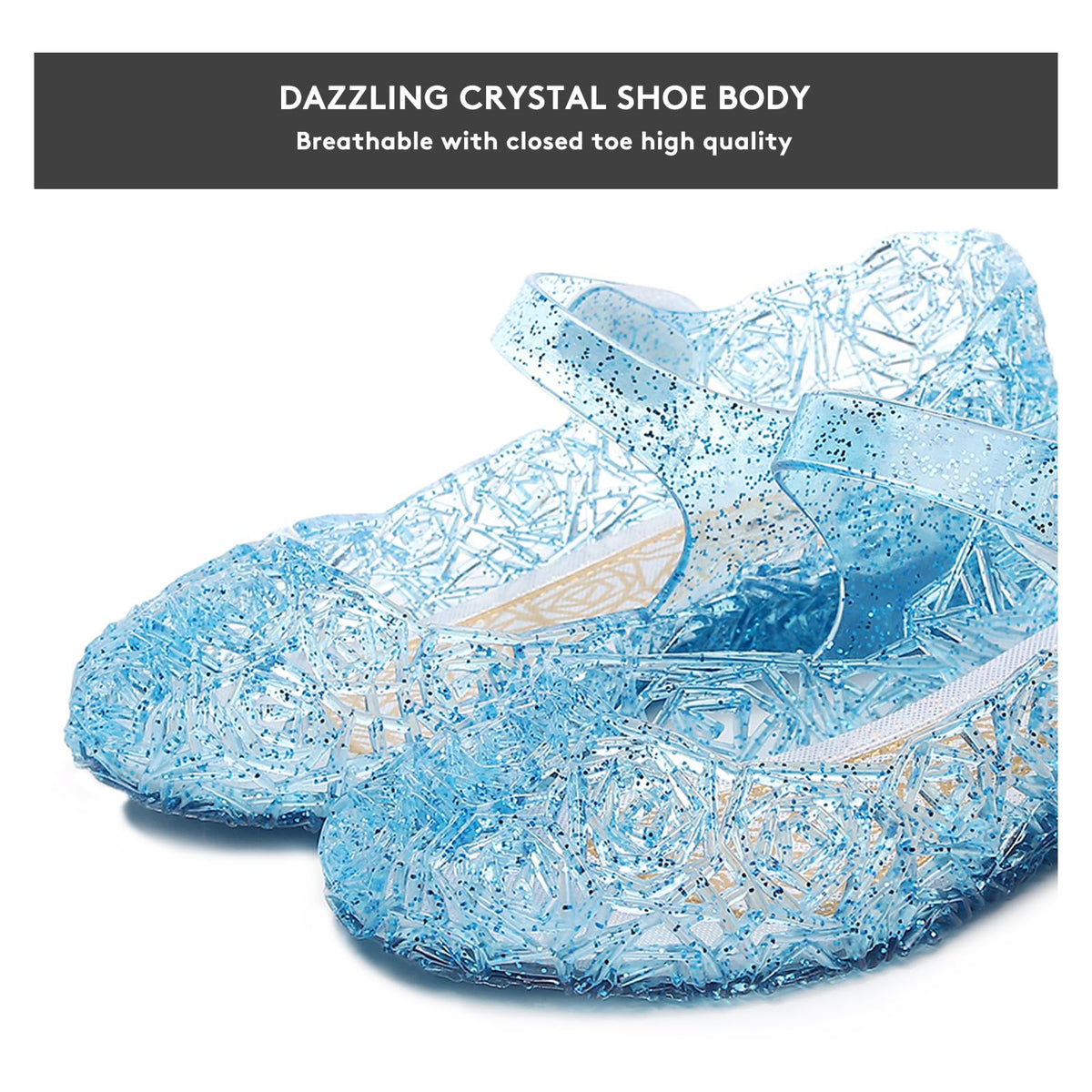 TANDEFLY Princess Girls Sandals Jelly Mary Jane Flats Shoes Dress Up Dance Party Cosplay Shoes for Kids Toddler Blue