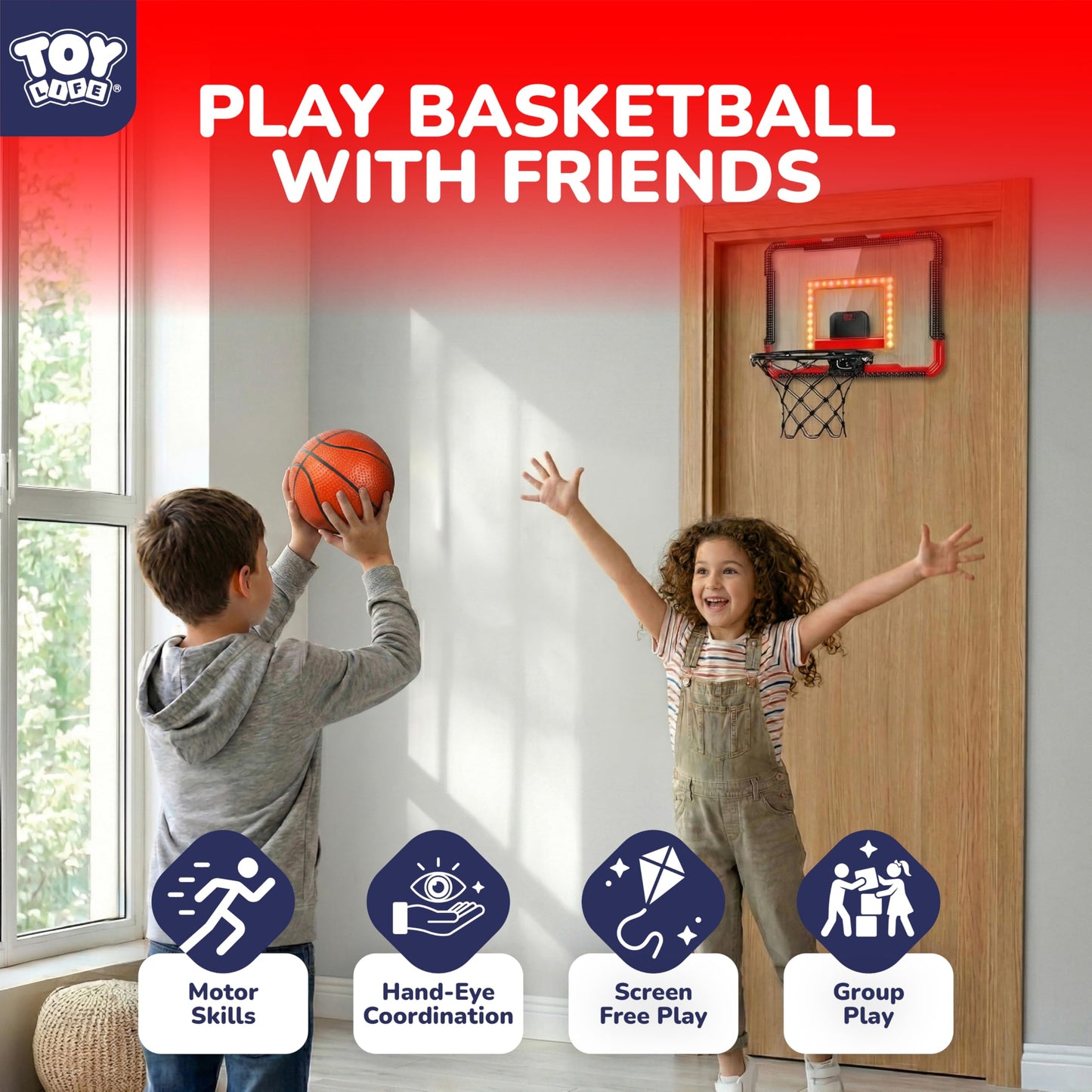 TOY Life Aro de Baloncesto LED para Interiores (Para 3-9 Años)