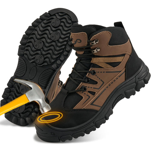 Ablanczoom Waterproof Steel Toe Boots for Men Slip Resistant Safety Work Industrial Construction Boot