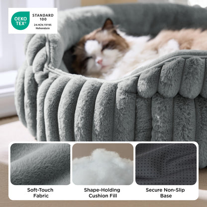 Bedsure ComfyFleece™ Cama para Gatos (20"x20"x8" / Gris Cálido)