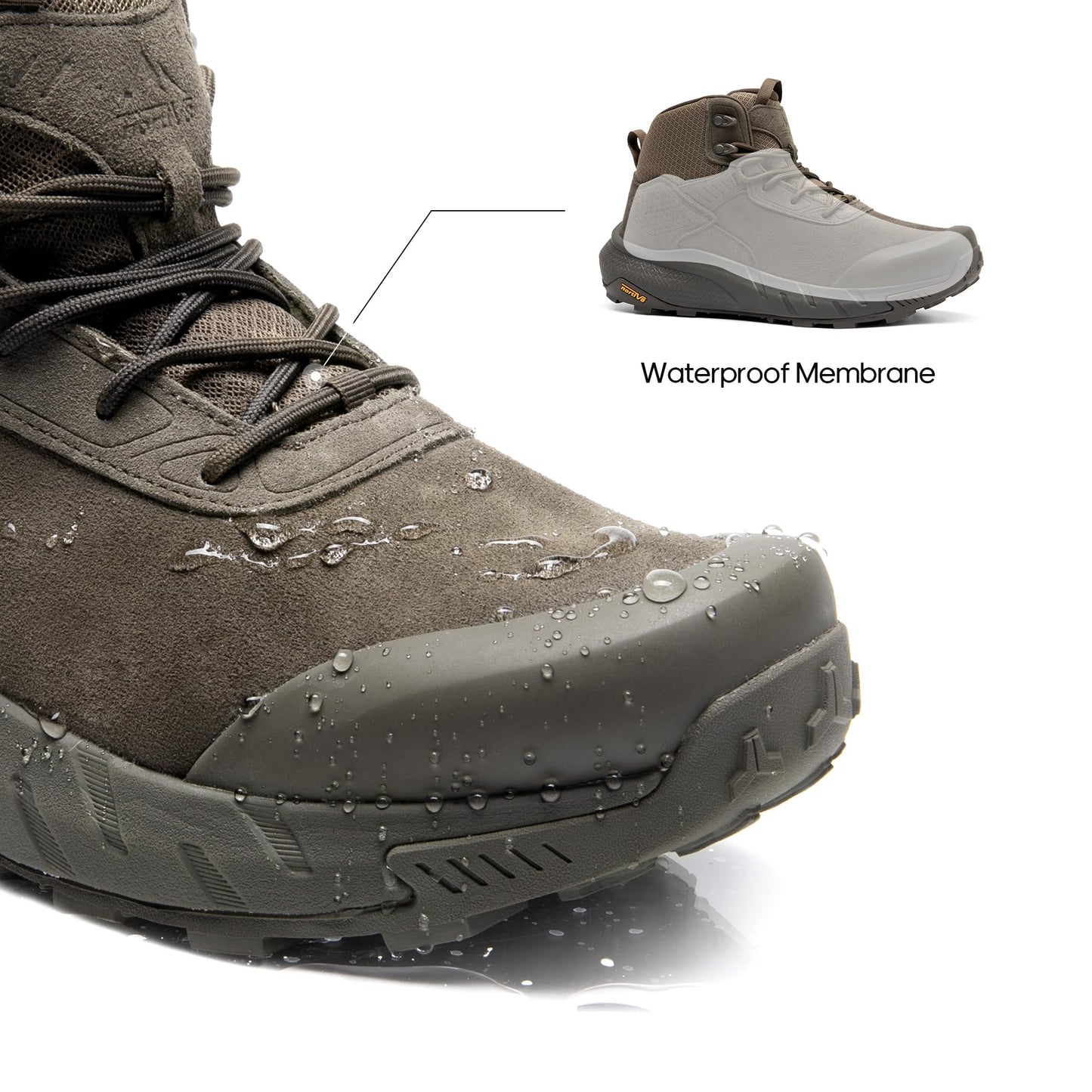 NORTIV 8 Men's Waterproof Military Tactical Work Boots Leather Motorcycle Combat Lightweight Non-Slip Hiking Boots for Men VaporGuard, Coffee, SNMT246M