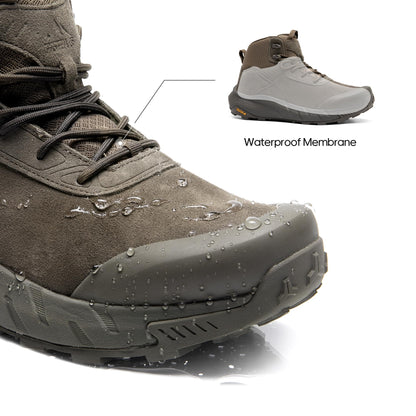 NORTIV 8 Men's Waterproof Military Tactical Work Boots Leather Motorcycle Combat Lightweight Non-Slip Hiking Boots for Men VaporGuard, Coffee, SNMT246M
