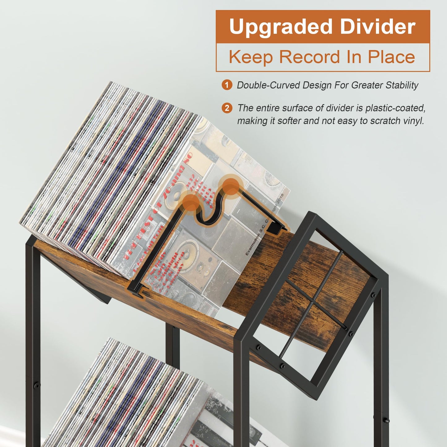 RUILALIFE Soporte de Almacenamiento de Discos de Vinilo de 2 Niveles