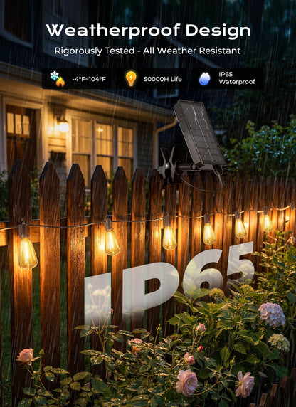Brightown Guirnalda de Luces Solares 52FT (Exterior Impermeable / 15+1 LED)
