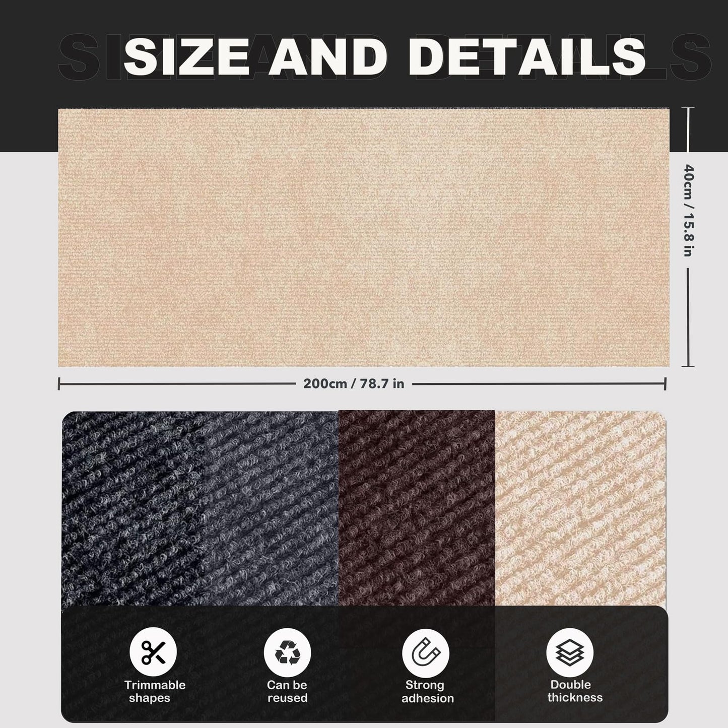 Estera Rascadora Autoadhesiva para Gatos (78.7"x15.8" / Beige)