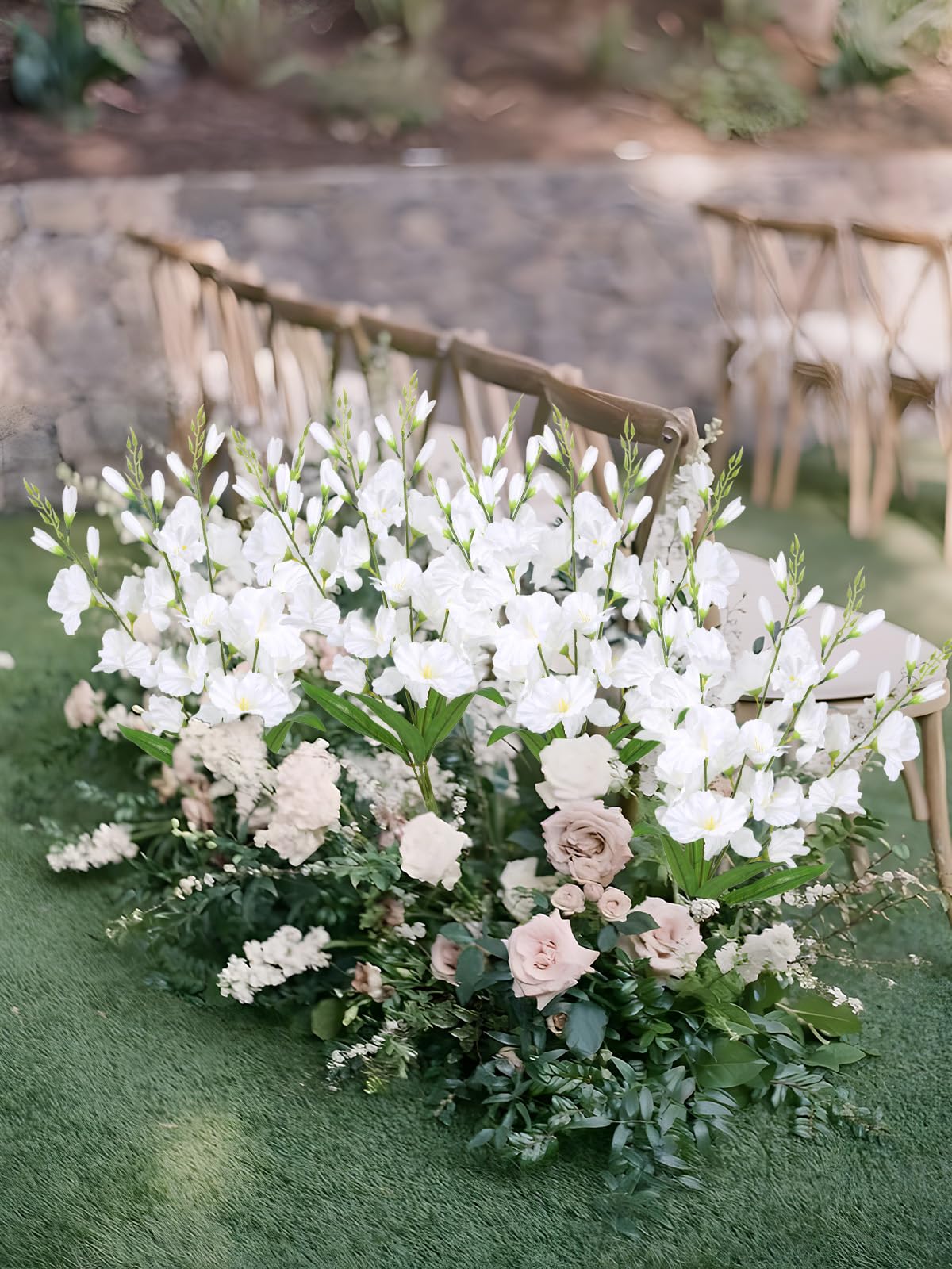 ICBOX Flores de Gladiolos Artificiales (Paquete de 2 Manchas / Blanco)