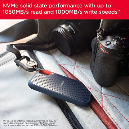 SANDISK 1TB Extreme Portable SSD (Old Model) - Up to 1050MB/s, USB-C, USB 3.2 Gen 2, IP65 Water and Dust Resistance, Updated Firmware - External Solid State Drive - SDSSDE61-1T00-G25