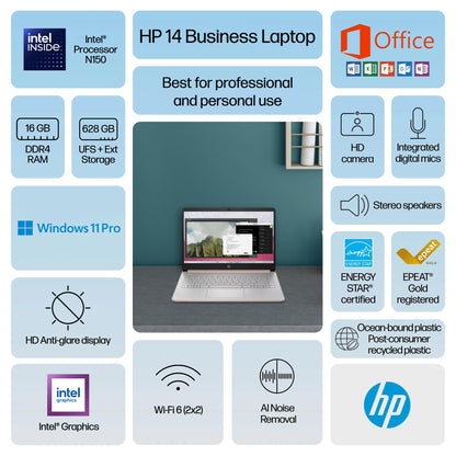 HP Laptop Delgada de 14" 2025 (628GB / Rose Gold)