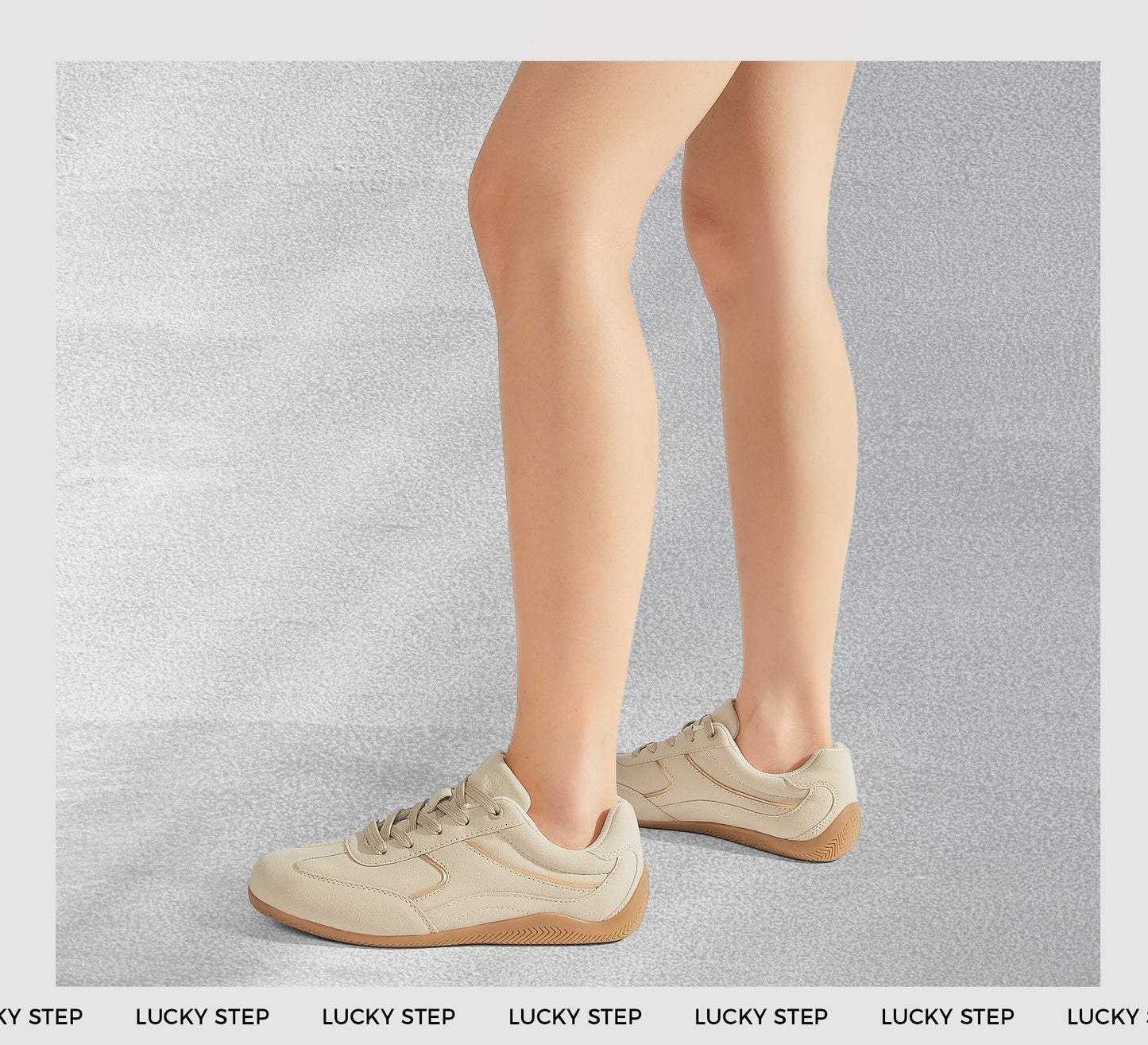 LUCKY STEP Zapatillas Retro de Moda para Mujer (Talla 8 / Beige)
