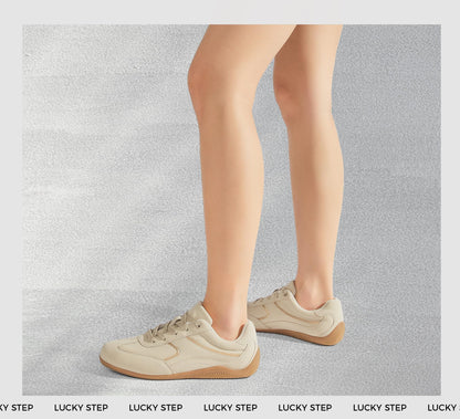LUCKY STEP Zapatillas Retro de Moda para Mujer (Talla 8 / Beige)