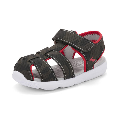 See Kai Run Cyrus Flexirun - Sporty Fisherman Closed-Toe Sandal for Boys, Gray/Red