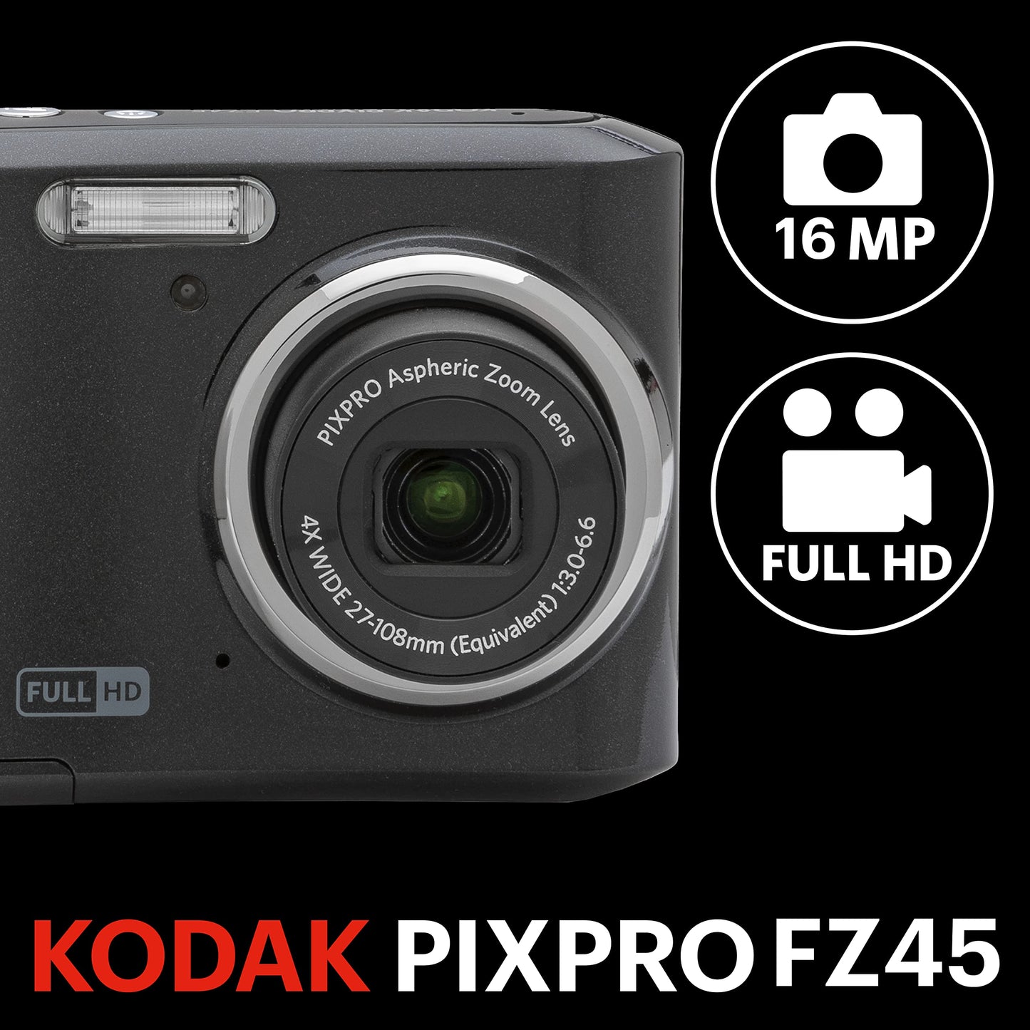 Kodak Cámara Digital Point & Shoot PIXPRO FZ45 (Negro)