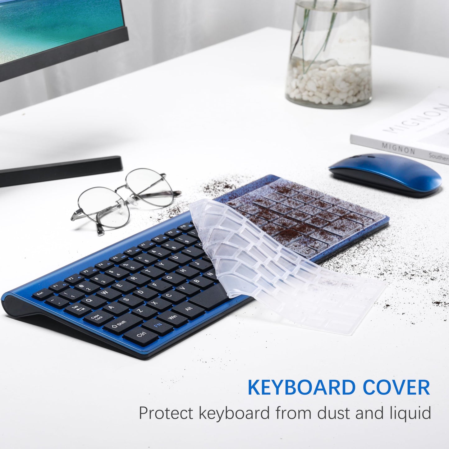 TopMate Combo Teclado y Ratón Inalámbrico Ultra Delgado (Azul Negro)