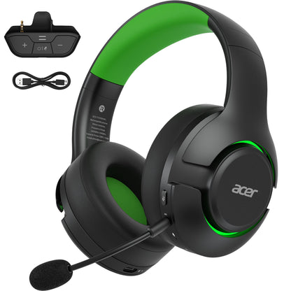 acer Wireless Gaming Headset for Xbox Series X|S & Xbox One, Bluetooth 5.4 Headphones with Noise Canceling Mic, 3D Surround Sound, 40H Battery, Compatible with PC, PS5, Switch, Mac - Black Green
