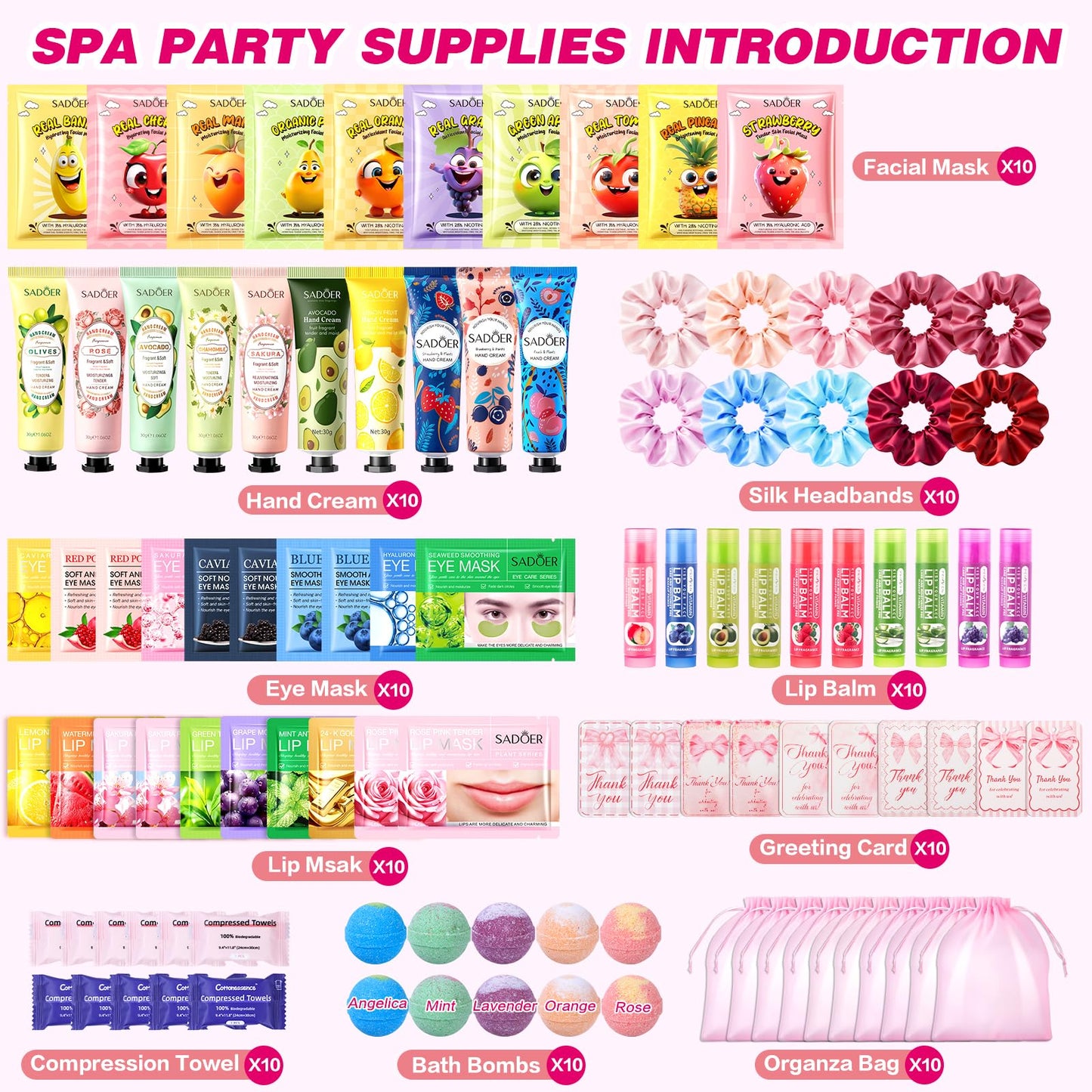 Kit de Autocuidado para Fiesta de Niñas (100 Piezas)