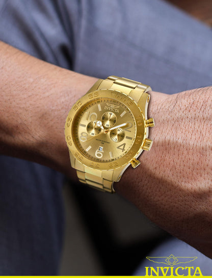 Invicta Men's 1270 Specialty Chronograph Gold Dial 18k Gold Ion-Plated Stainless Steel Watch