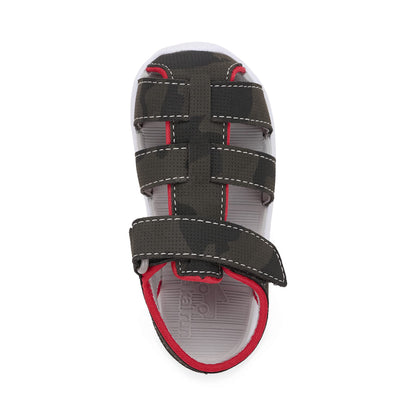 See Kai Run Cyrus Flexirun - Sporty Fisherman Closed-Toe Sandal for Boys, Gray/Red