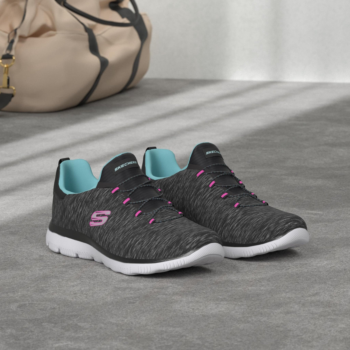 Skechers womens Summits-quick Getaway Sneaker, Black/Light Blue