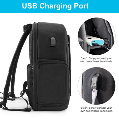 CADeN Camera Backpack Bag for DSLR/SLR Mirrorless Camera Waterproof with 15.6 inch Laptop Compartment, USB Charging Port, Tripod Holder, Rain Cover, Camera Case Compatible for Sony Canon Nikon Black L