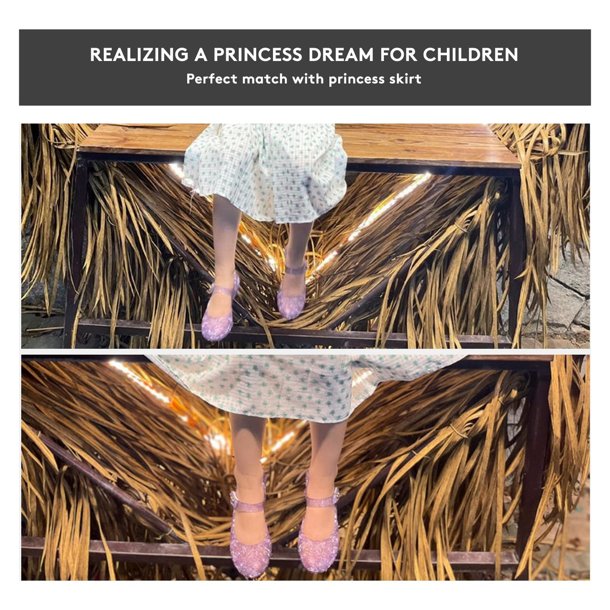 TANDEFLY Princess Girls Sandals Jelly Mary Jane Flats Shoes Dress Up Dance Party Cosplay Shoes for Kids Toddler Blue