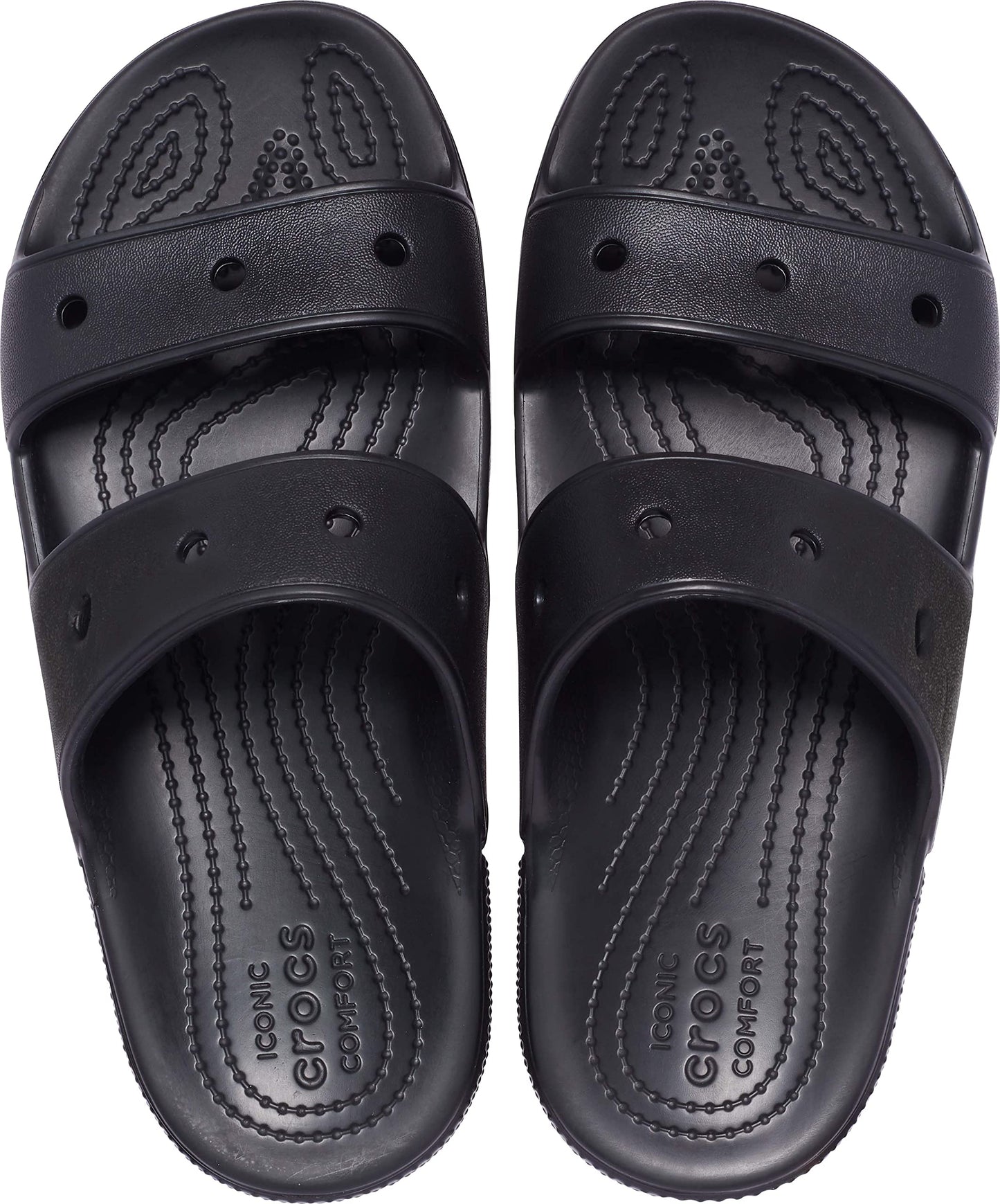 Crocs Men's and Women's Classic Two-Strap Slide Sandals, Black