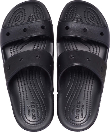 Crocs Men's and Women's Classic Two-Strap Slide Sandals, Black