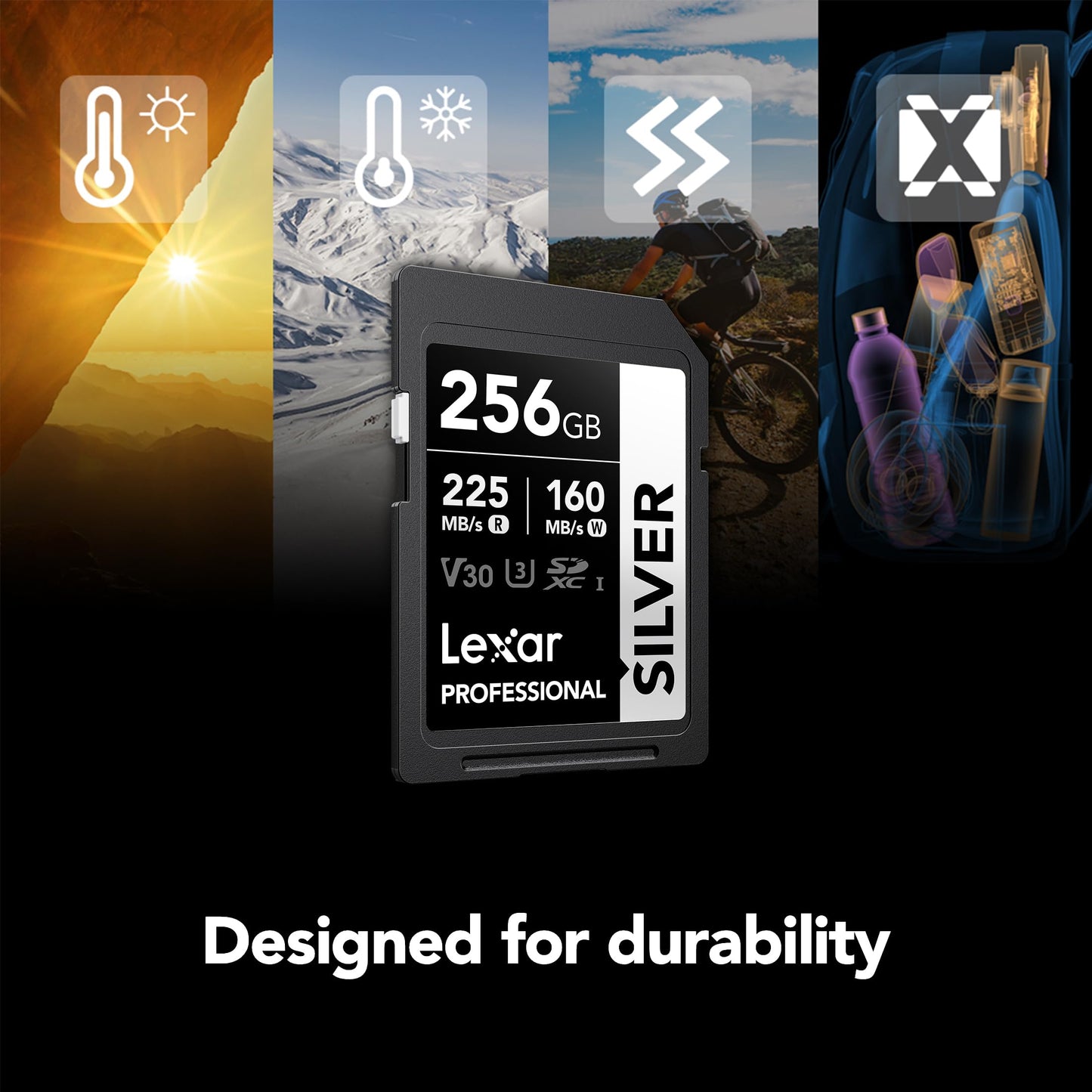 Lexar 256GB Professional Silver SD Card, UHS-I, C10, U3, V30, 4K, Up to 225/160 MB/s SDXC Memory Card, for Photographer, Videographer, Enthusiast (LSDSILV256G-BNNNU)