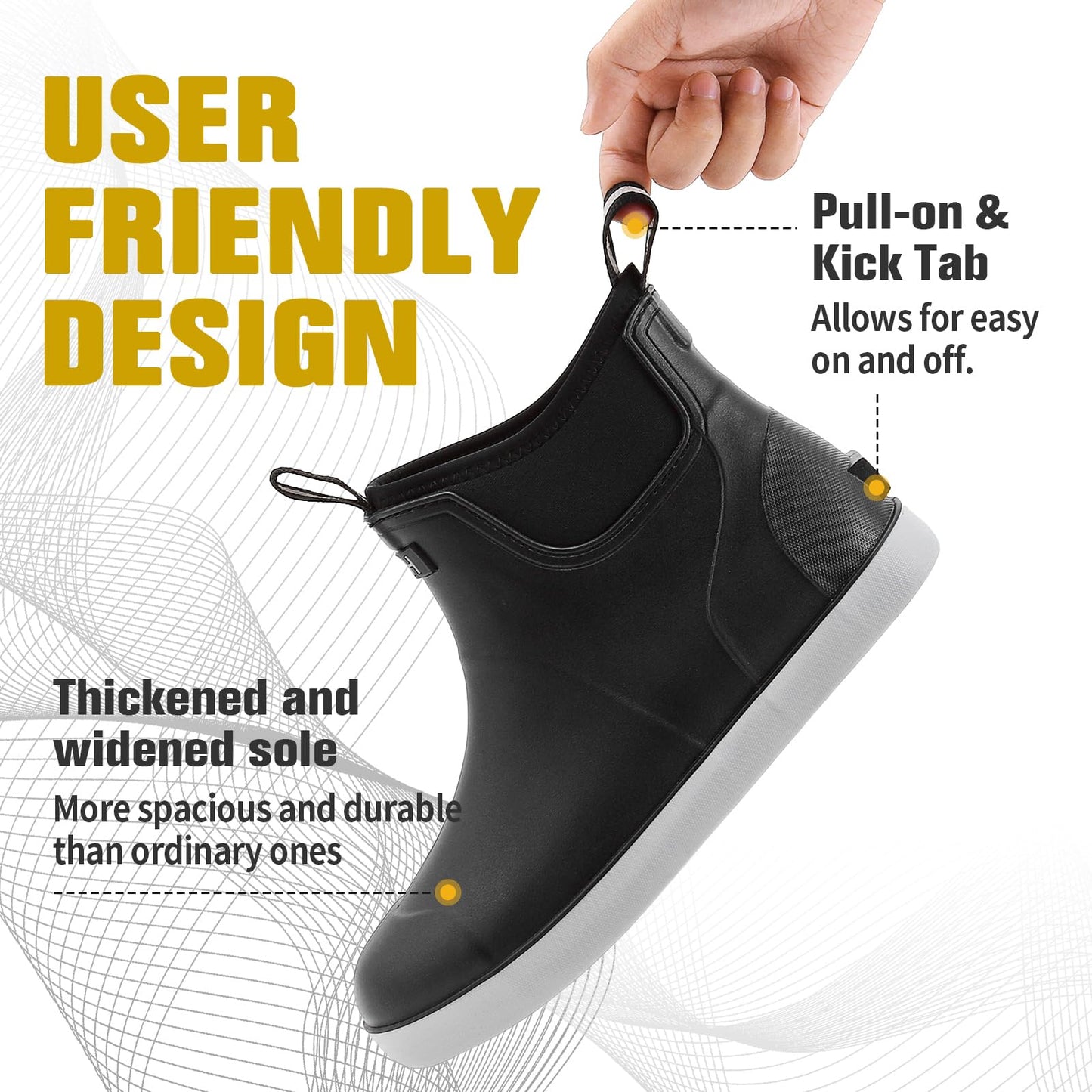 CKWLXQY Men's Deck Boots, Waterproof Ankle Rain Boots Men Anti-Slip Traction, Outdoor Rubber Fishing Garden Boots High-Performance Shoes for Farming