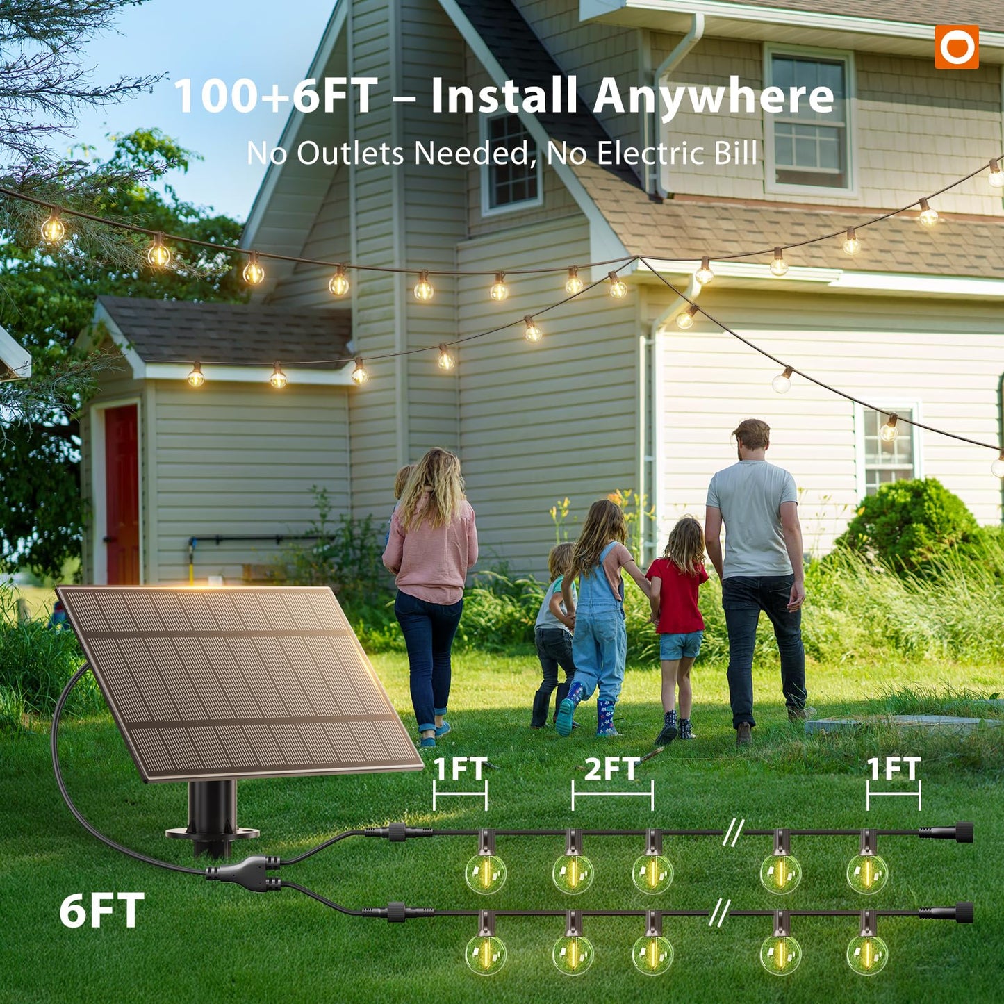 addlon Tira de Luces Solares G40 para Exterior (100FT)