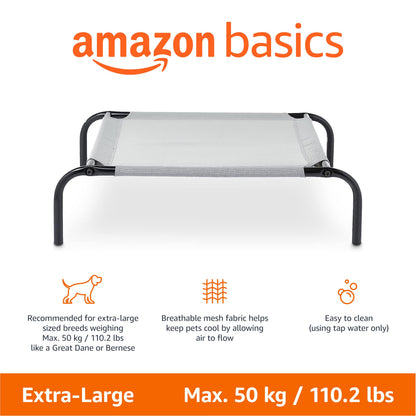 Amazon Basics Cama Elevada Transpirable para Perros (Talla XL / Gris)