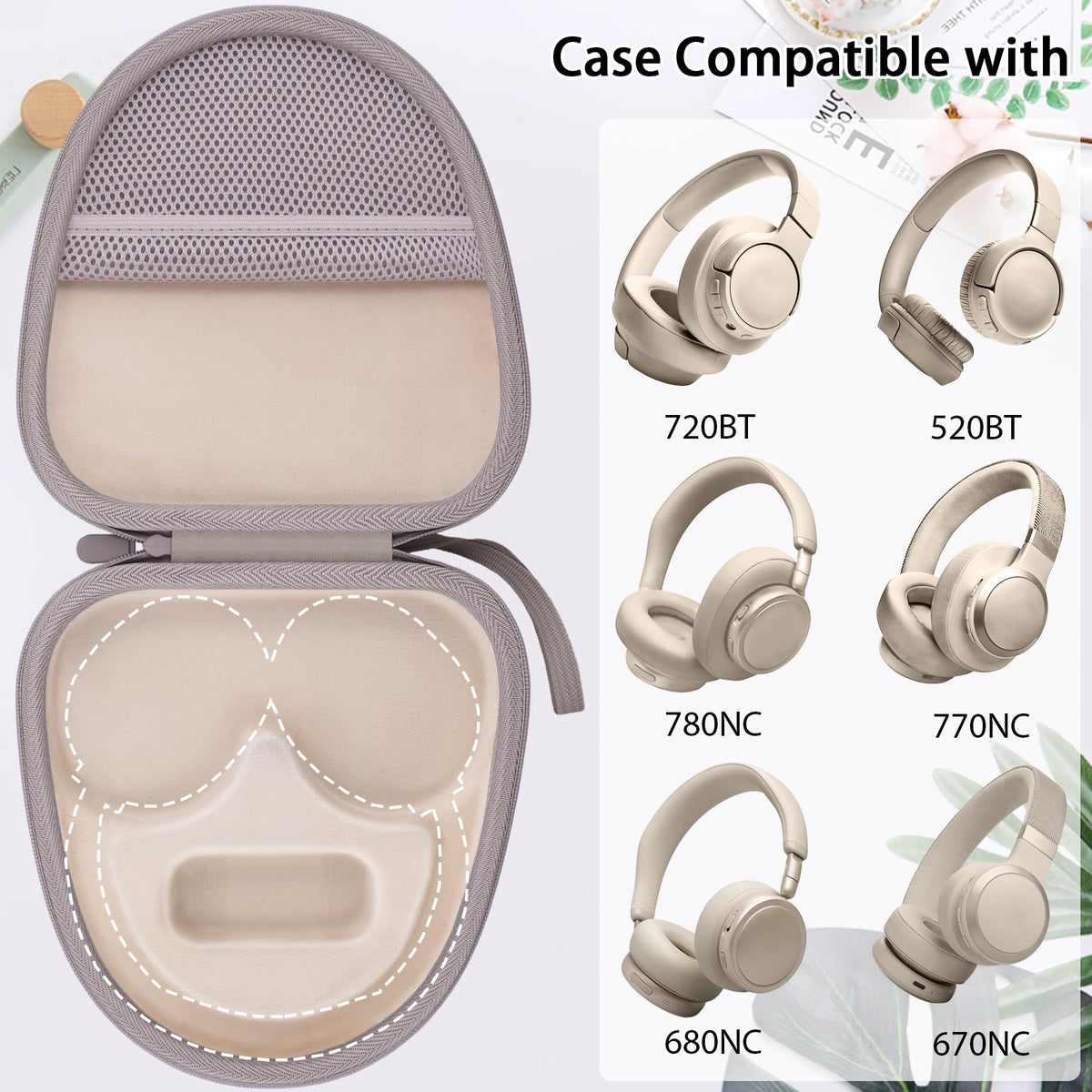 Estuche rígido co2CREA para JBL 720BT, 520BT, 670NC, 510BT, 770NC, 780NC y 680NC (Arena)
