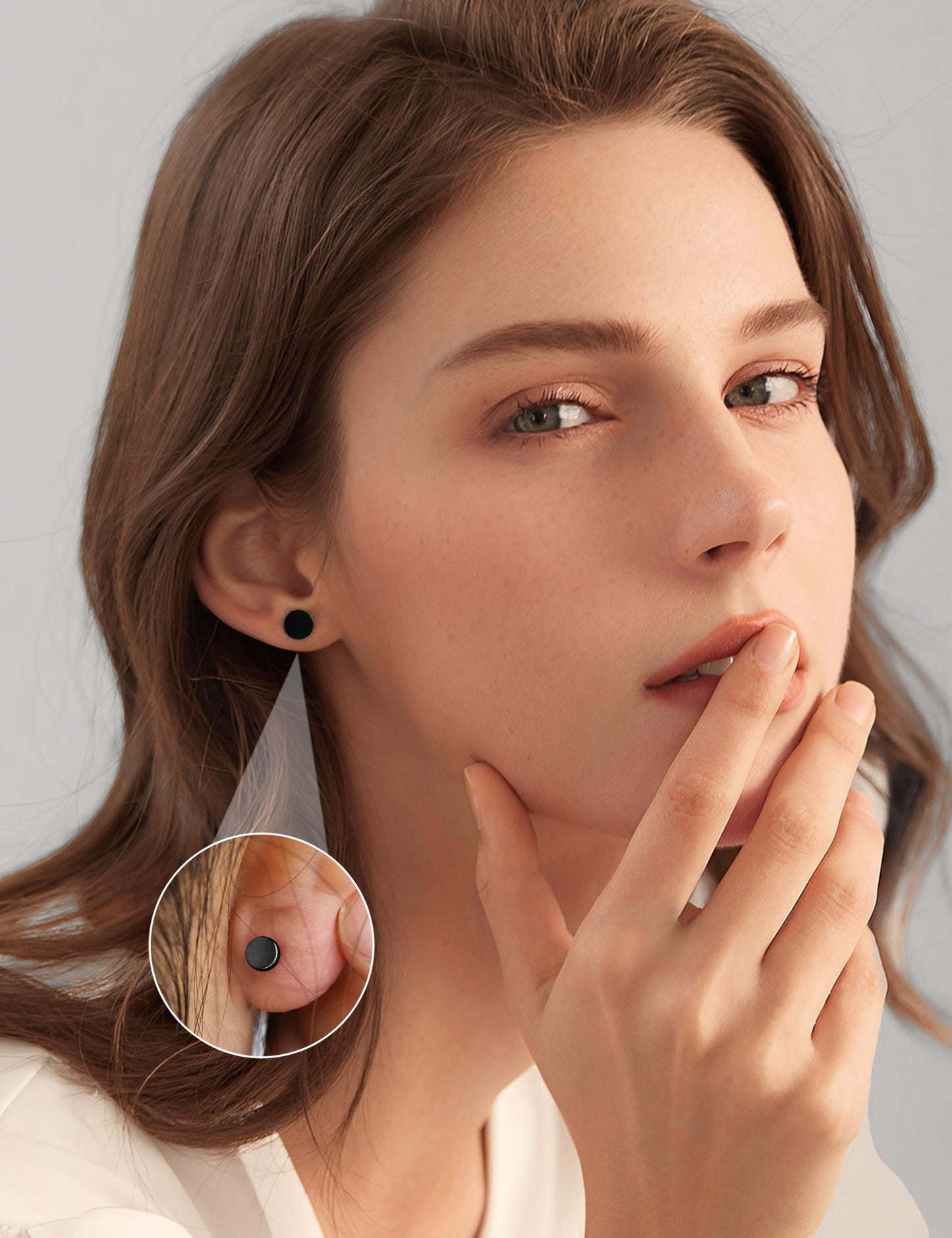 FIBO STEEL Pendientes de Acero Inoxidable (Negro / 6 Pares / 3-8mm)