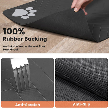 Tapete Absorbente para Platos de Mascotas (20"x12" / Gris Oscuro)