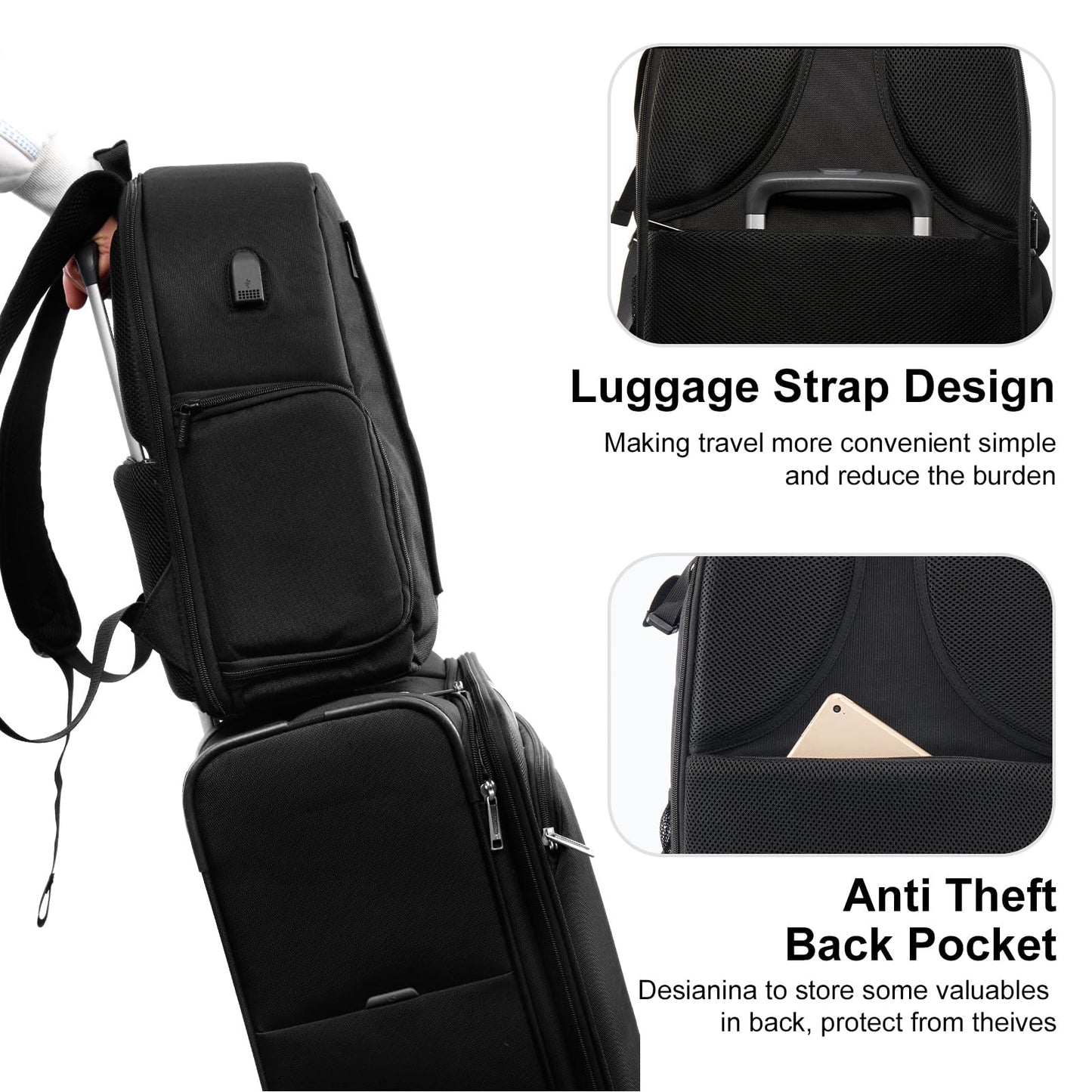 CADeN Camera Backpack Bag for DSLR/SLR Mirrorless Camera Waterproof with 15.6 inch Laptop Compartment, USB Charging Port, Tripod Holder, Rain Cover, Camera Case Compatible for Sony Canon Nikon Black L