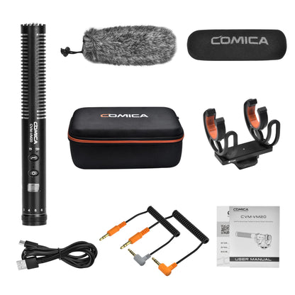 COMICA VM20 Shotgun Microphone, Super-Cardioid Camera Microphone with Rycote Shockmount, Windscreen, Wind Muff, OLED Power Display, Video Mic for Smartphones, DSLR Cameras, Camcorders, Laptops